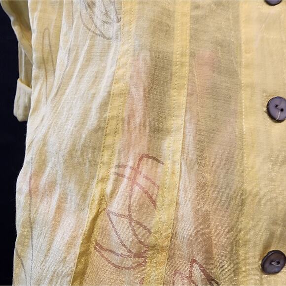 Chico's Yellow Button Blouse Semi Sheer Lightweight Casual Top Chico's Sz 1 / M - Picture 7 of 9